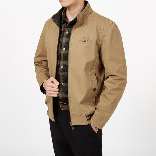 Herren Übergangs-Fieldjacke aus gewachstem Canvas mit Stehkragen und verdecktem Reißverschluss Shop Nory