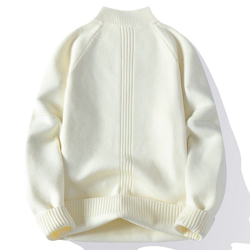 Unisex Oversize-Halbzip-Strickpullover mit Stehkragen und gerippten Bündchen Shop Nory