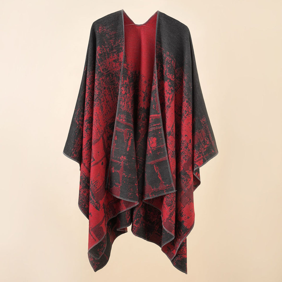 Damen Wollmix-Cape mit grafischem Jacquard, offenem Kimono-Fall und weichfallender Drapierung Shop Nory