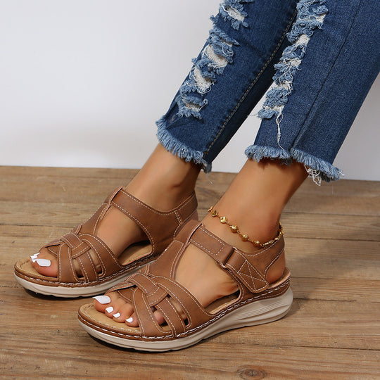 Damen Bequeme orthopädische Klett-Sandalen mit gepolsterter Plateau-Sohle Shop Nory