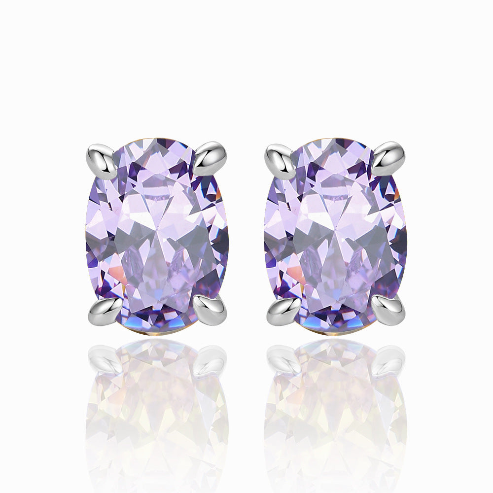 Damen Ohrstecker mit ovalem Zirkonia-Besatz und elegantem Edelstahlrahmen Shop Nory