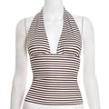 Damen Wickel-Bikinioberteil mit raffiniertem Halter-Design und gestreiftem Muster Shopnory