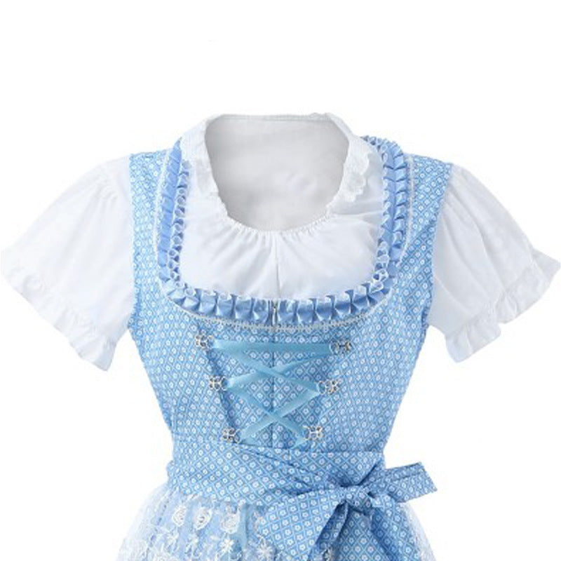Damen nan romantisches Alpenkleid mit geschnürtem Mieder, Spitzeneinsatz und Taillenschärpe Shop Nory