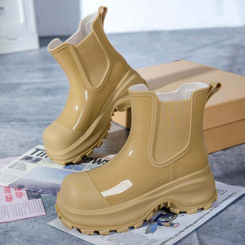 Damen Plateau-Gummistiefelette im Chelsea-Stil mit robuster Lug-Sohle Shop Nory