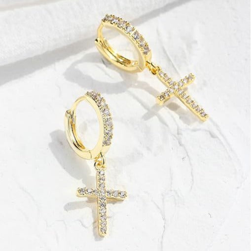 Damen Ohrhänger mit funkelndem Kreuz-Design und harmonischem Verschluss Shop Nory