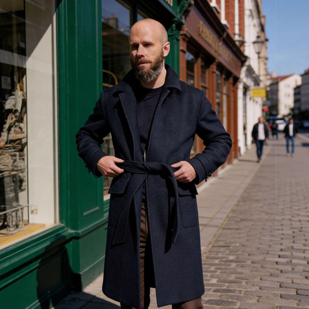 Herren taillierter Wollmantel mit Pattentaschen und Reverskragen Shop Nory