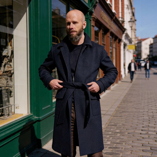 Herren taillierter Wollmantel mit Pattentaschen und Reverskragen Shop Nory