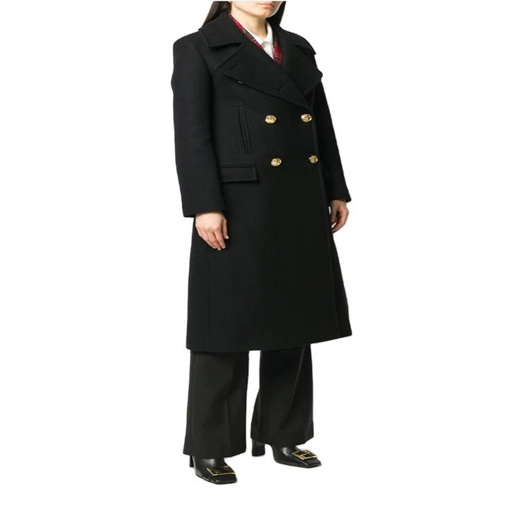 Damen Doppelreihiger Mantel im Military‑Look mit goldenen Zierknöpfen Shop Nory