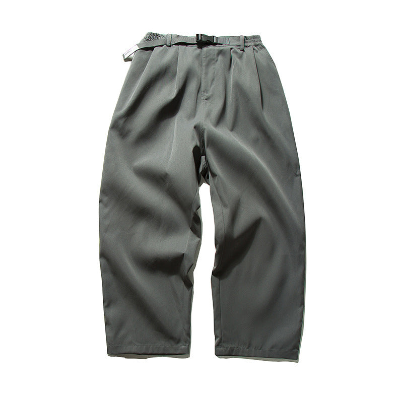 Herren Weitgeschnittene Relaxed-Hose mit elastischem Bund, Bundfalten und integriertem Webgürtel Shop Nory