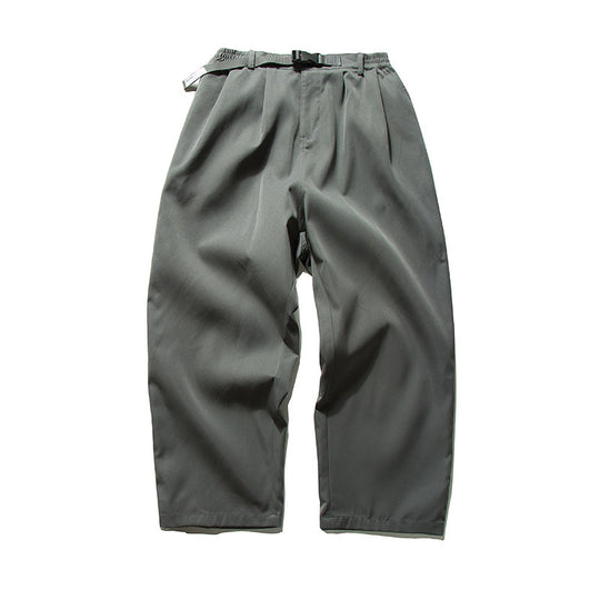Herren Weitgeschnittene Relaxed-Hose mit elastischem Bund, Bundfalten und integriertem Webgürtel Shop Nory