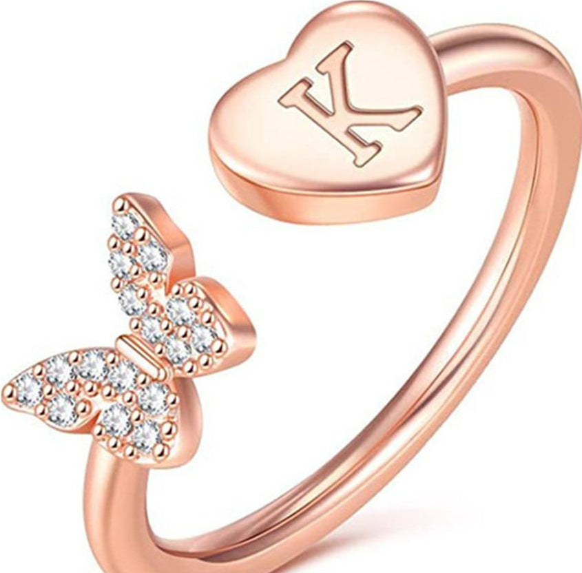 Damen Ring mit Schmetterlingsdesign und Herzmotiv Shop Nory