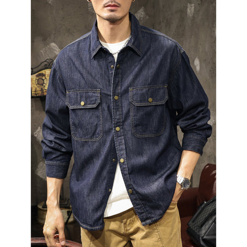 Herren Jeans-Worker-Hemdenjacke mit Druckknopfleiste und Overshirt-Schnitt Shop Nory