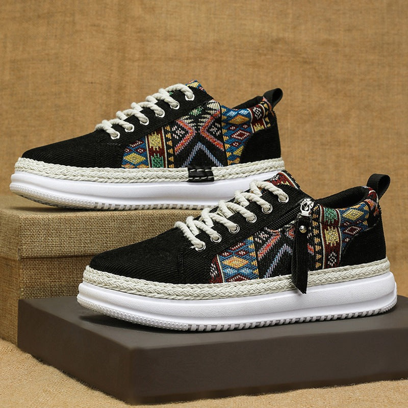 Damen espadrille-inspirierte Plateau-Sneaker mit gewebten Ethno-Einsätzen, seitlichem Reißverschluss und gedämpfter Leichtsohle Shop Nory