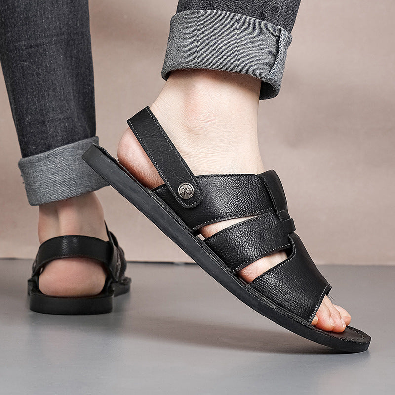 Herren Bequeme und elegante Leder-Sandalen mit verstellbarem Riemensystem