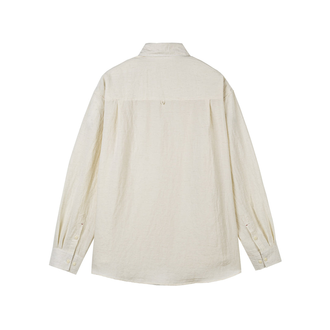 Unisex Lockeres Leinen‑Mix Oversize‑Hemd mit Brusttasche und abgerundetem Saum Shop Nory