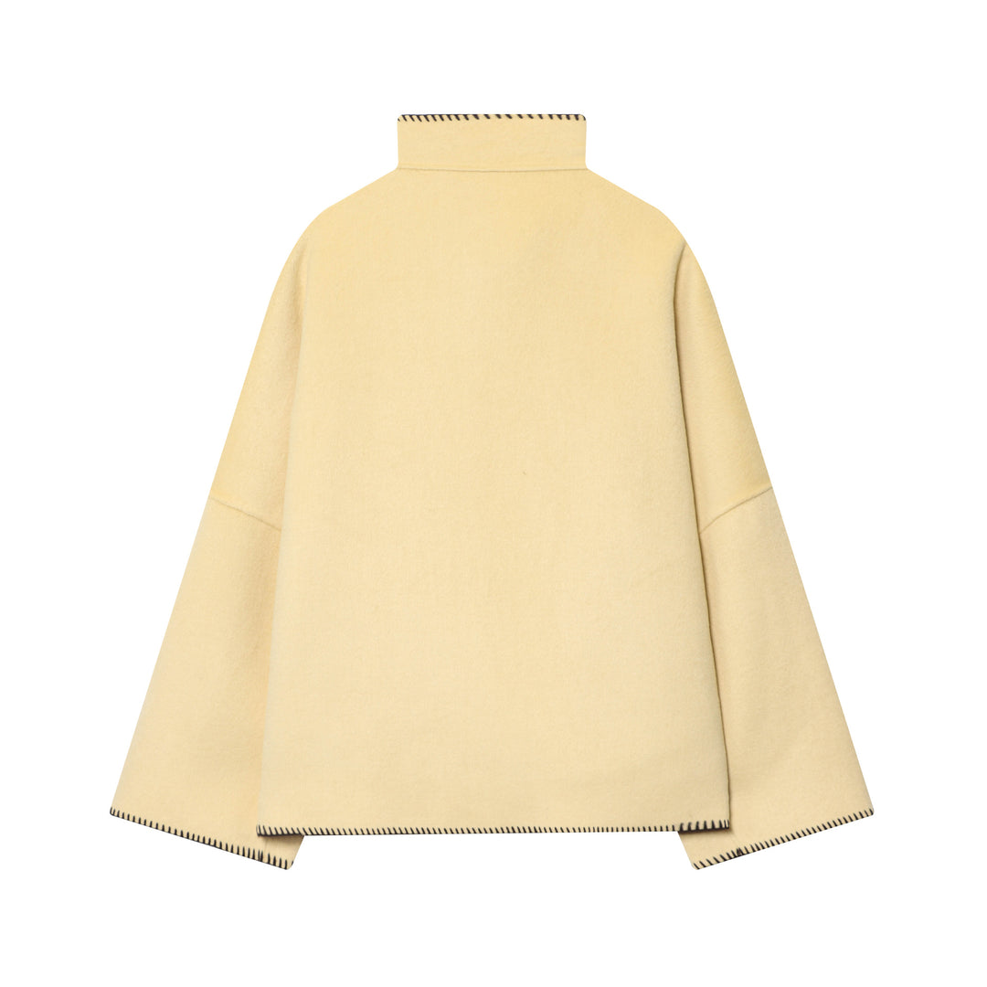 Damen Cape-Mantel mit Stehkragen, asymmetrischer Knopfleiste und Ziernaht Shop Nory