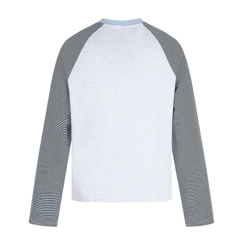 Damen Raglan-Langarmshirt im Astral-Motiv mit feinen Streifenärmeln und Relief-Print Shop Nory