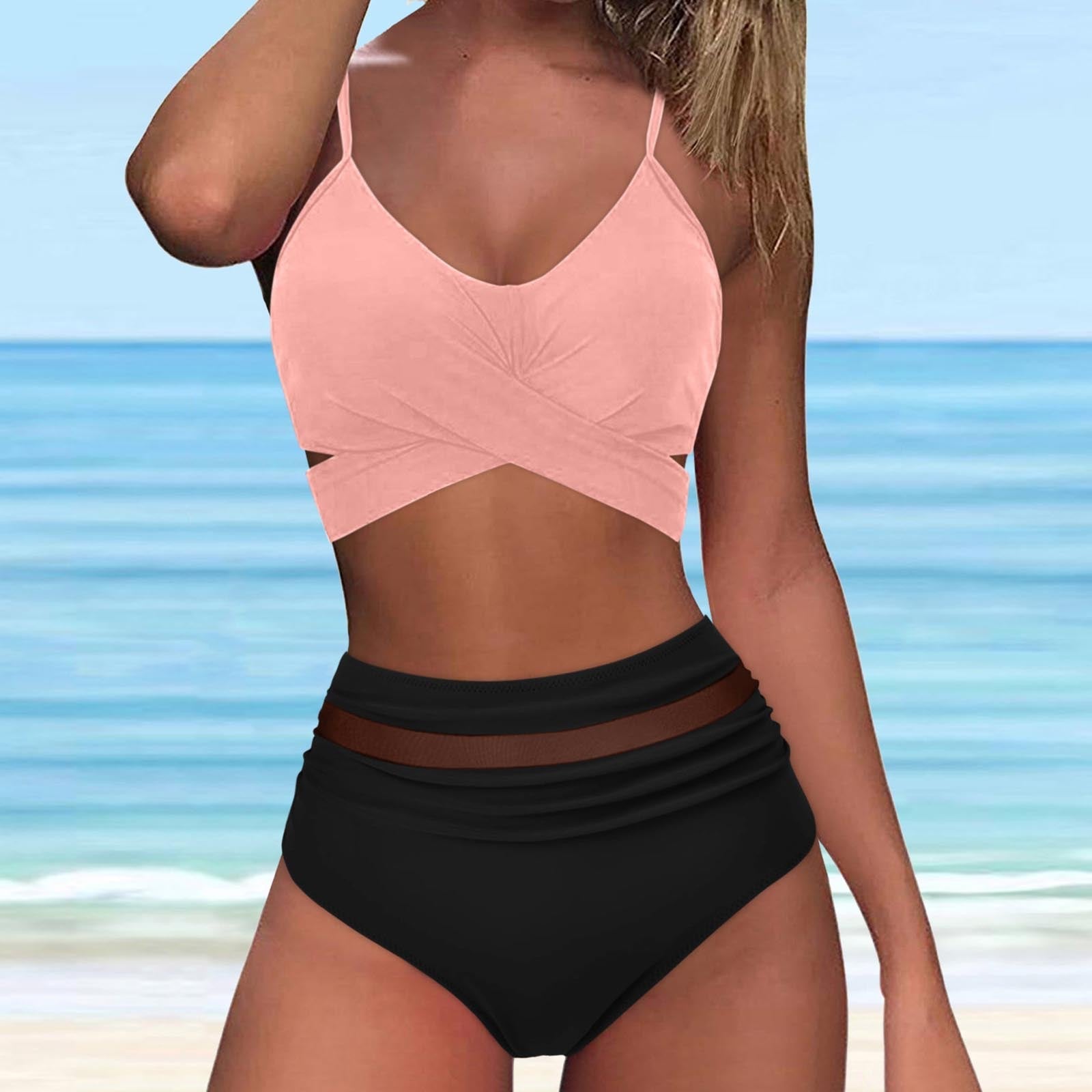Damen High-Waist Bikini Set mit modischem Wickel-Oberteil