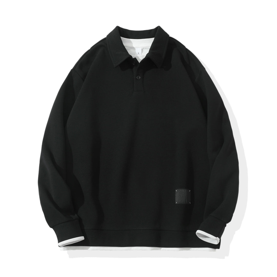 Unisex Oversize-Poloshirt-Sweatshirt mit Halbknopfleiste und Layering-Effekt Shop Nory