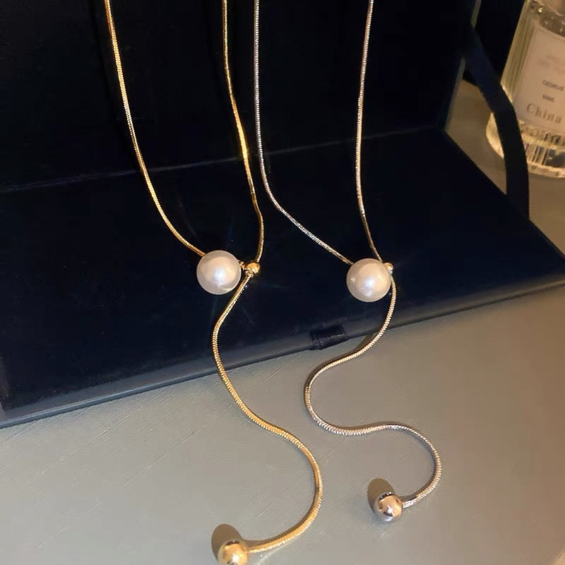 Verstellbare Perlen-Lariat-Halskette für Damen Shop Nory