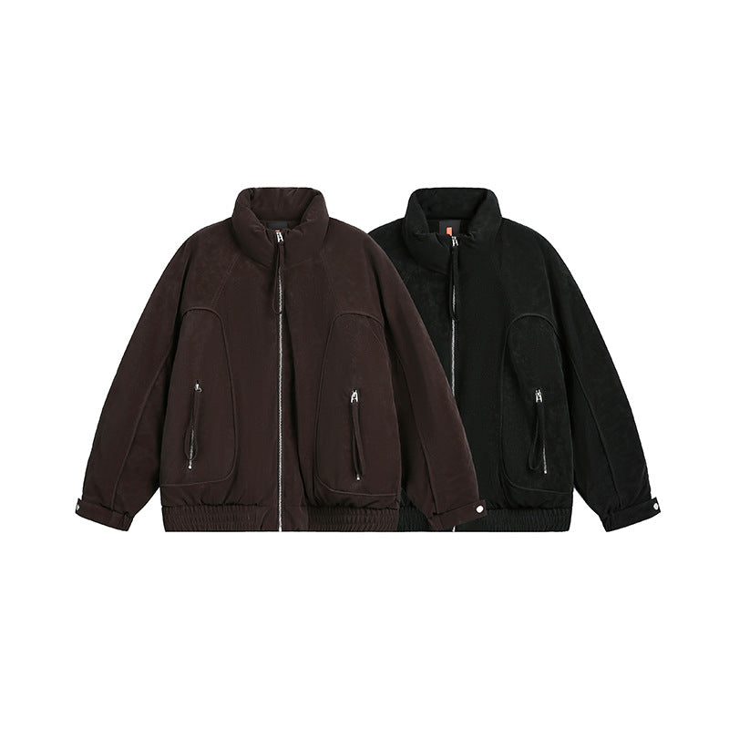 Herren Gefütterte Oversize-Bomberjacke mit Stehkragen, Reißverschluss-Taschen und elastischem Saum Shop Nory