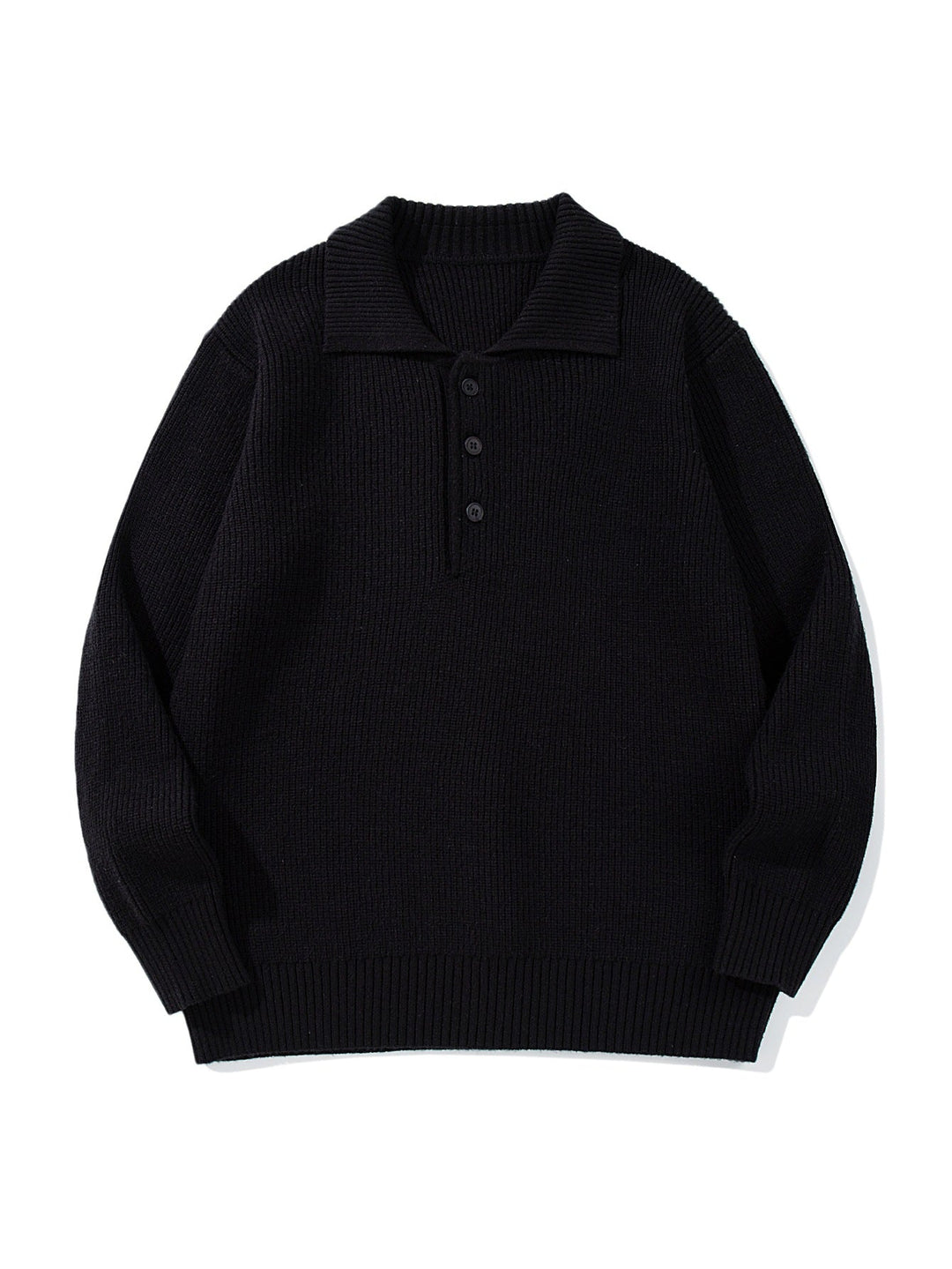 Herren Gerippter Polokragenpullover mit dreifacher Knopfleiste und Relaxed-Fit Shop Nory