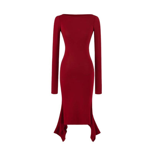 Damen Figurbetontes Midikleid mit asymmetrischem Zipfelsaum und Paneel-Design Shop Nory
