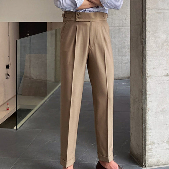 Herren Elegante Hochwasserhose mit Bundfalten