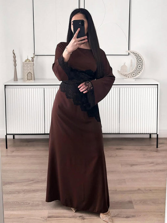 Damen Lagenlook-Spitzen-Tunika mit Bindegürtel und asymmetrischem Saum Shop Nory