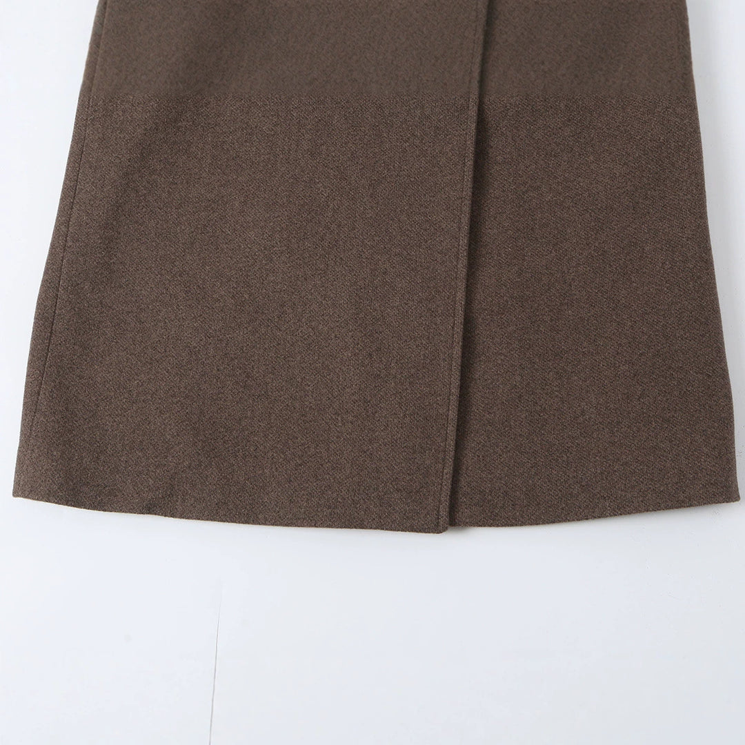 Damen Wollmantel mit Stehkragen, Bindegürtel und asymmetrischer Knopfleiste Shop Nory