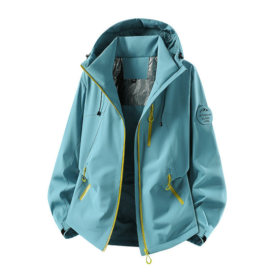 Herren Wasserabweisende Softshelljacke mit Kapuze und Reißverschlusstaschen Shop Nory