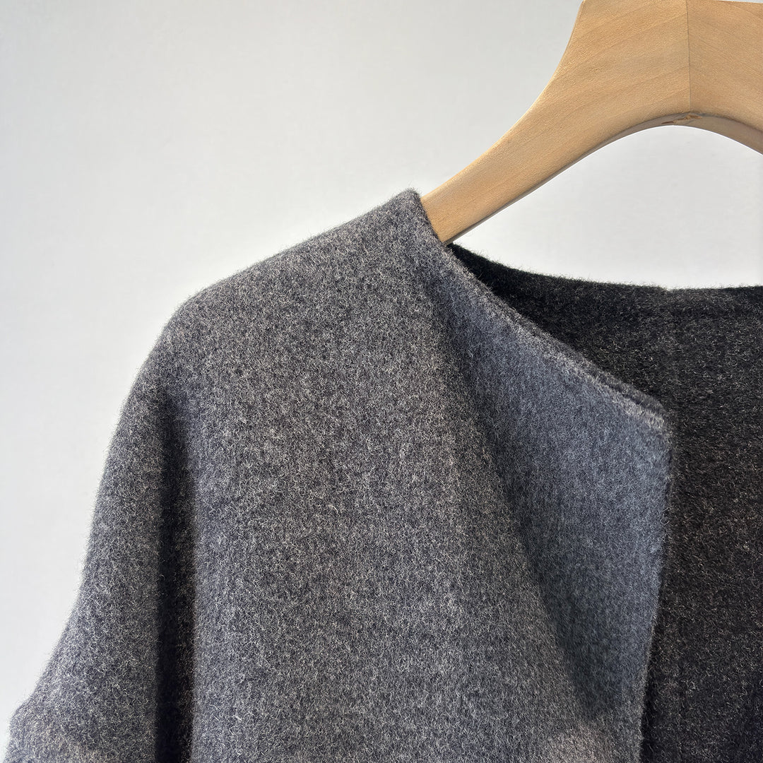 Damen Eleganter Strukturierter Wollmischmantel Shop Nory