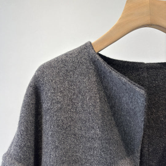 Damen Eleganter Strukturierter Wollmischmantel Shop Nory