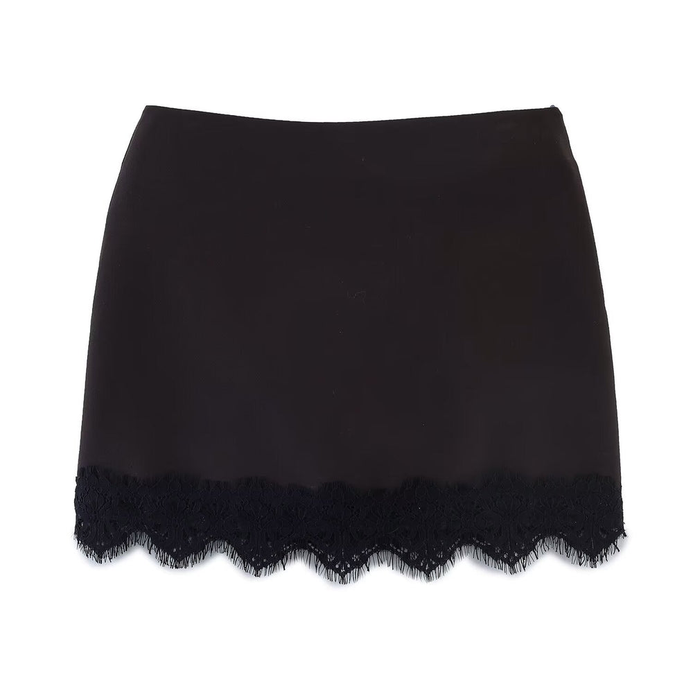 Damen eleganter Rock mit Spitzenbesatz