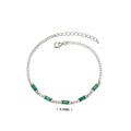 Damen Halskette mit stilvollen grünen Zirkonsteinen in hochwertigem 925 Sterling Silber Shop Nory