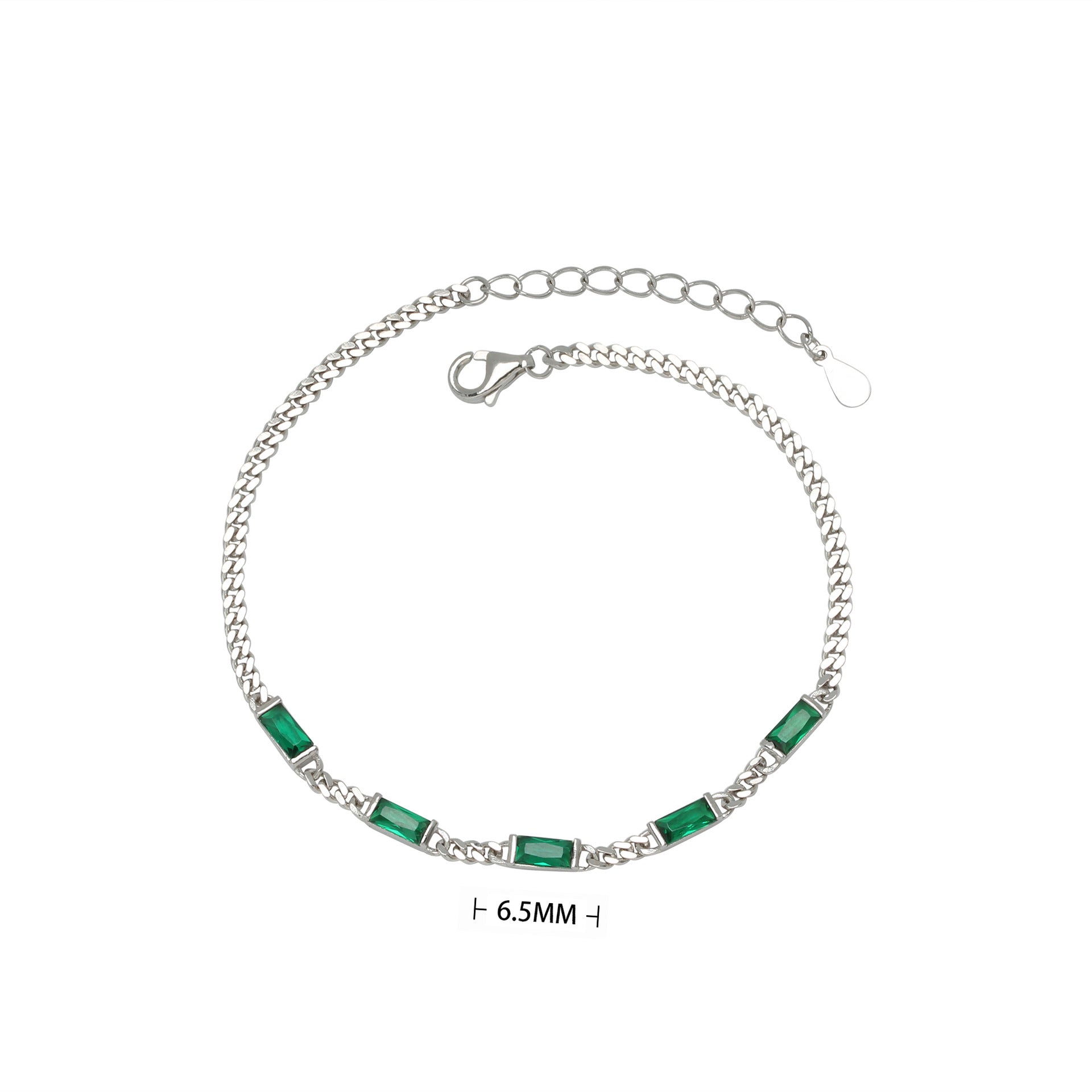 Damen Halskette mit stilvollen grünen Zirkonsteinen in hochwertigem 925 Sterling Silber Shop Nory