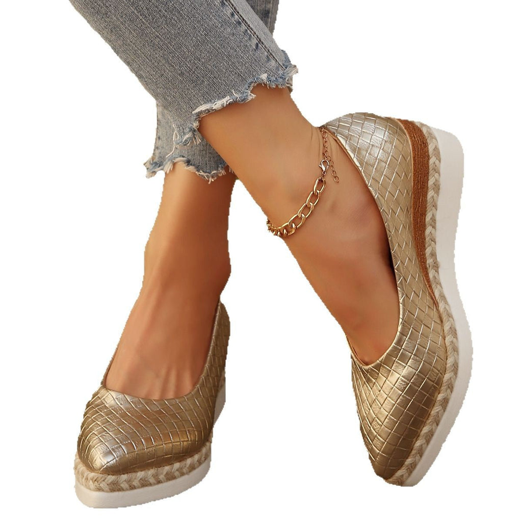 Damen Elegante Keil-Ballerinas aus Leder Shopnory