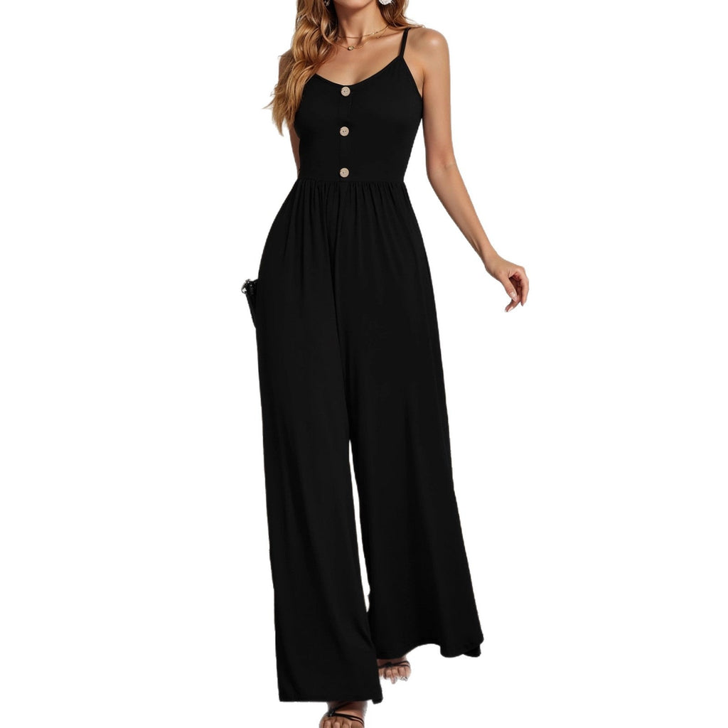 Damen Jumpsuit mit knöpfbarem Oberteil und weitem Bein