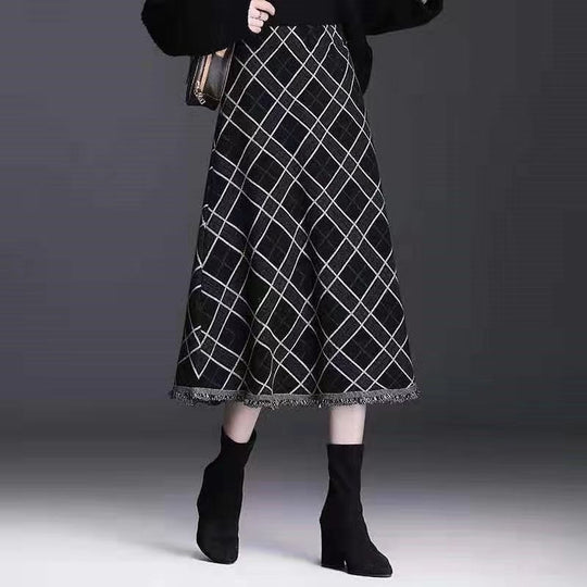 Damen Eleganter Karierter Midirock Shop Nory