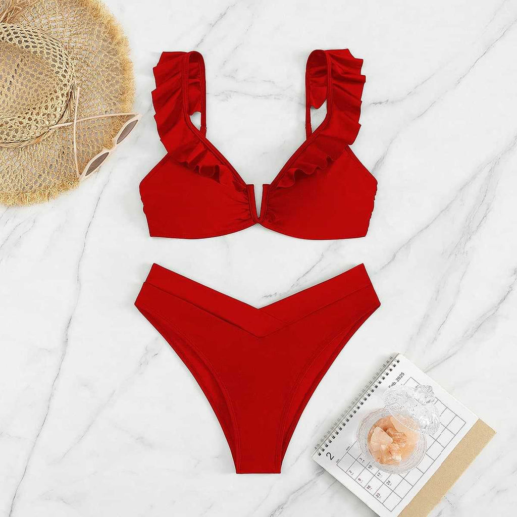 Damen Bikini-Set mit raffinierten Rüschendetails Shopnory