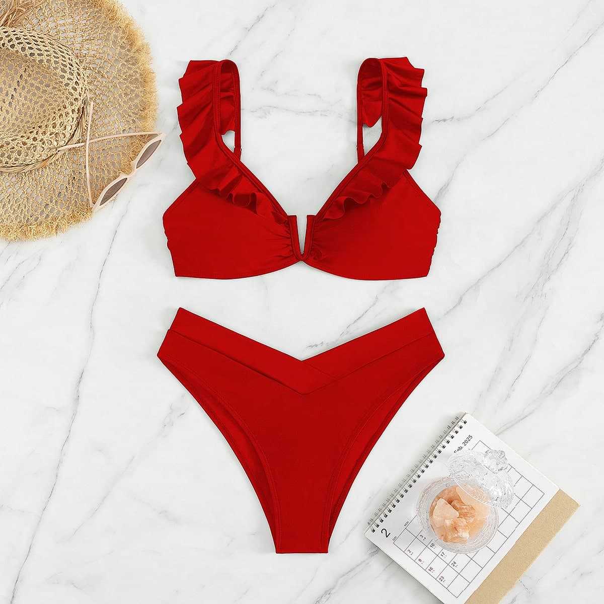 Damen Bikini-Set mit raffinierten Rüschendetails Shopnory