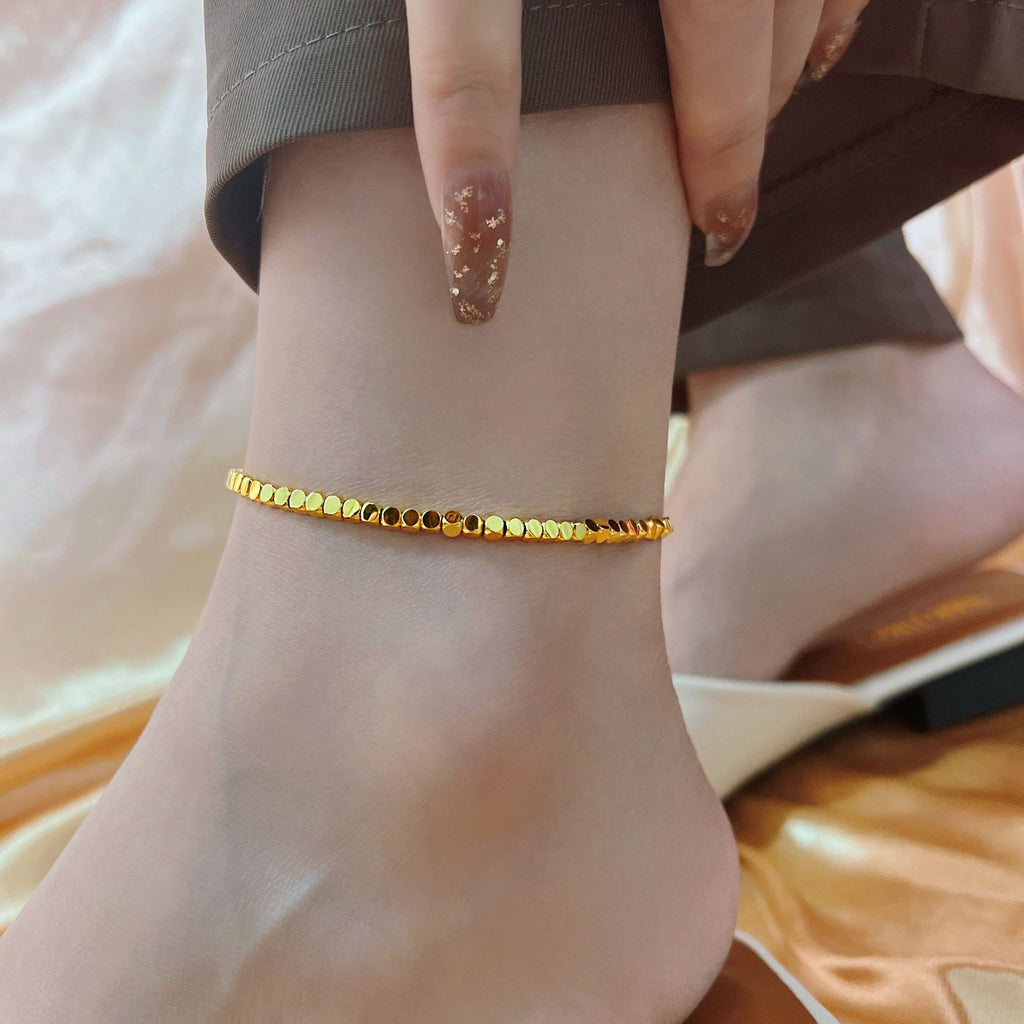Damen filigrane Fußkette aus glänzendem Metall Shop Nory