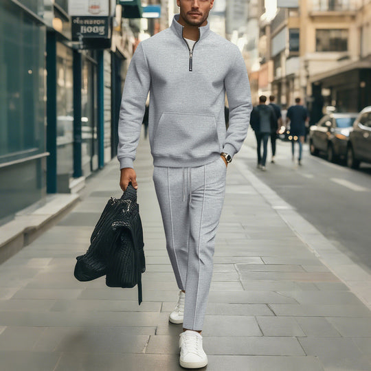 Herren Hochwertiger Stehkragen Pullover mit Zipper Shop Nory