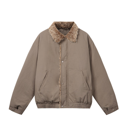 Damen Minimalistische Thermo‑Blousonjacke mit Kunstfell‑Umlegekragen und elastischem Tunnelzugsaum Shop Nory