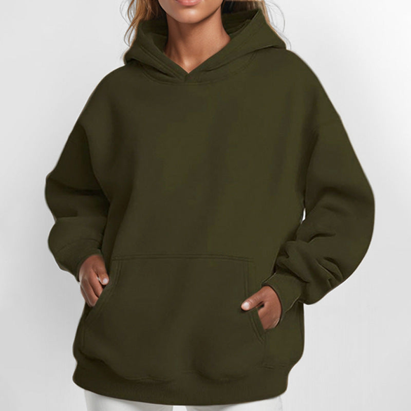 Damen nan extralanges Oversize Kapuzen-Sweatshirt mit Kängurutasche, weichem Fleece-Innenfutter und überschnittener Schulter Shop Nory