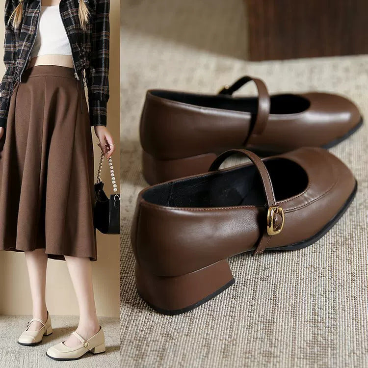Damen Elegante Mary Janes mit modischem Riemen und komfortablem Blockabsatz
