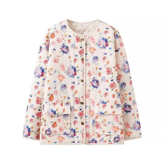 Damen Gesteppte Übergangsjacke mit Rundhalsausschnitt, Druckknopfverschluss und aufgesetzten Taschen Shop Nory
