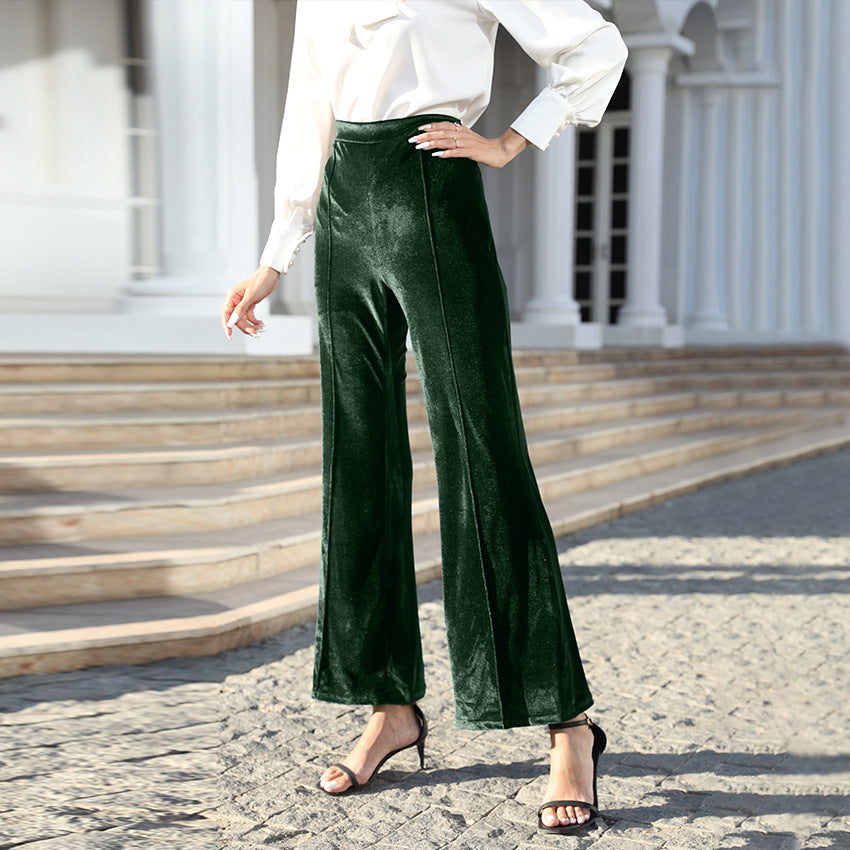 Damen Hochtaillierte Samtweite Hosen Shop Nory