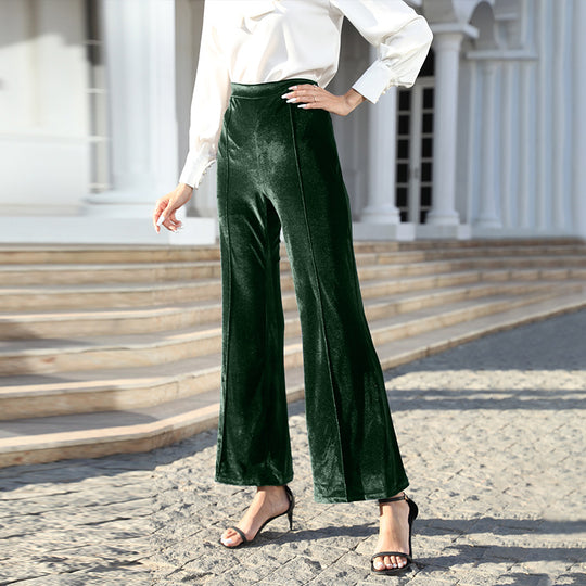 Damen Hochtaillierte Samtweite Hosen Shop Nory
