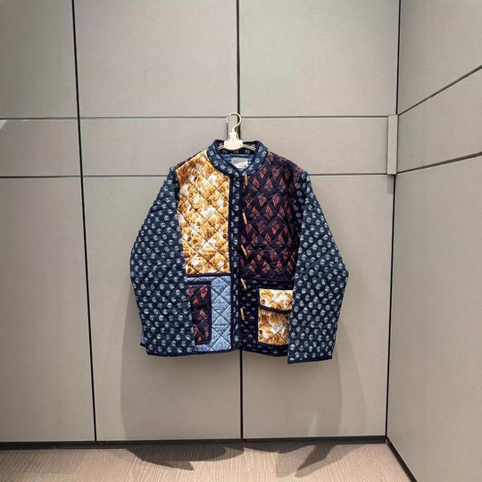 Damen Gefütterte Patchwork-Steppjacke mit Knebelverschlüssen und aufgesetzten Taschen Shop Nory